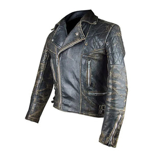 Distressed Brown Vintage Style Cafe Racer Genuine Leather Jacket for Men