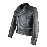 Distressed Brown Vintage Style Cafe Racer Genuine Leather Jacket for Men