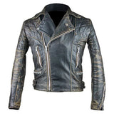 Distressed Brown Vintage Style Cafe Racer Genuine Leather Jacket for Men
