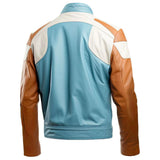 White Bomber Biker Genuine Sheepskin  Leather Jacket for Men