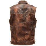 Vintage Distressed Brown Premium Leather Motorcycle Vest for Men