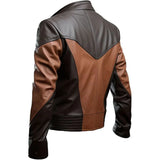 Chocolate Brown Genuine Sheepskin Classy Biker Leather Jacket for Men