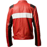 Red Slim-Fit Cafe Racer Genuine Sheepskin Leather Jacket for Men