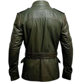 Rich Olive Green Genuine Sheepskin Bomber Biker Leather Jacket for Men