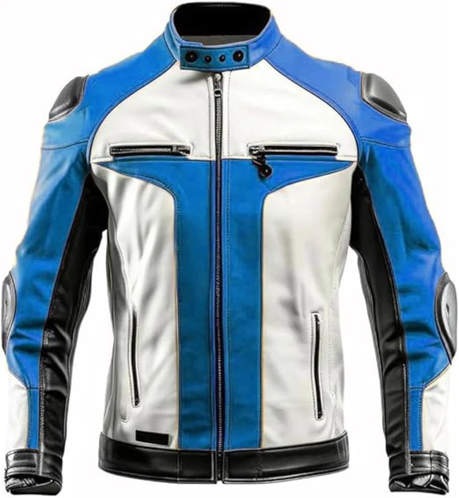 Trendy Color Genuine Leather Motorcycle Vintage Cafe Racer Jacket for Men