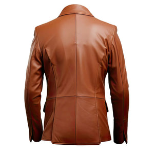 Brown Genuine Sheepskin Slim-fit Classy Leather Blazer for Men