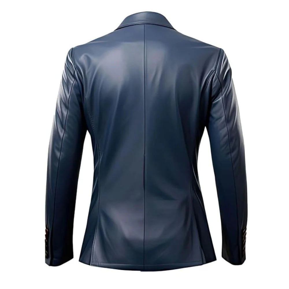 Office Casual Wear Single-Breasted Genuine Sheepskin Leather Blazer for Men