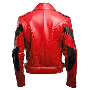 Red Quilted Asymmetric Crossover Brando Sheepskin Leather Jacket for Men