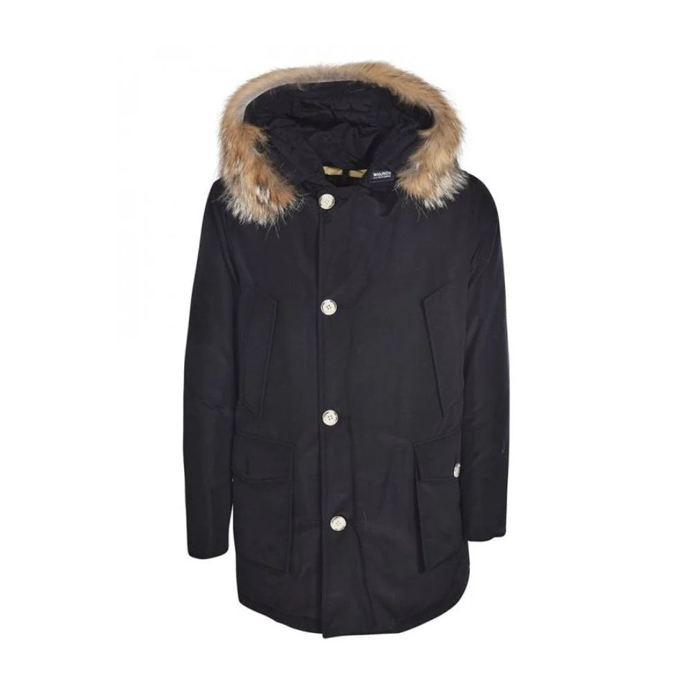 Winter Warm Black Fur Hooded Parka Streetwear Cotton Coat for Men