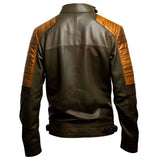 Classy Chocolate Brown Cafe Racer Genuine Sheepskin Leather Jacket for Men