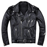 Classic Black Brando Motorcycle Premium Cowhide Leather Jacket for Men