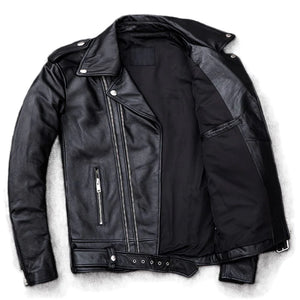 Classic Black Brando Motorcycle Premium Cowhide Leather Jacket for Men