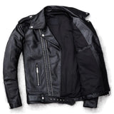 Classic Black Brando Motorcycle Premium Cowhide Leather Jacket for Men