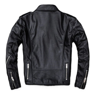 Classic Black Brando Motorcycle Premium Cowhide Leather Jacket for Men