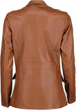 Black Notched-Collar Casual Genuine Sheepskin Leather Blazer for Men
