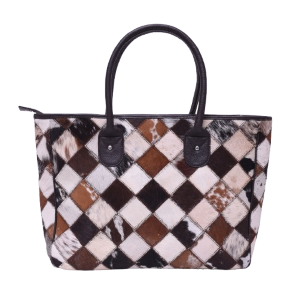 Unique & Stylish Tote Bag - Leather Handcrafted Cowhide Patchwork for Women's