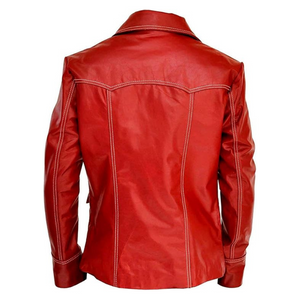 Fight Club Red Real Sheepskin Leather Jacket For Men