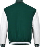 Pink Genuine Lambskin Varsity Rib-Knitted Leather Jacket for Men
