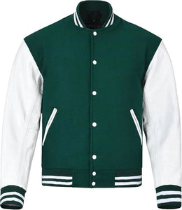 Pink Genuine Lambskin Varsity Rib-Knitted Leather Jacket for Men