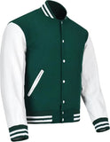 Pink Genuine Lambskin Varsity Rib-Knitted Leather Jacket for Men