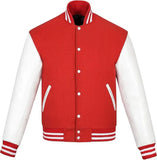 Pink Genuine Lambskin Varsity Rib-Knitted Leather Jacket for Men