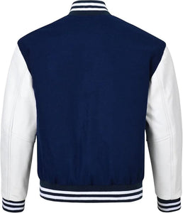Pink Genuine Lambskin Varsity Rib-Knitted Leather Jacket for Men
