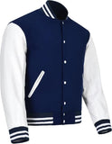 Pink Genuine Lambskin Varsity Rib-Knitted Leather Jacket for Men