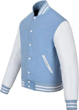 Pink Genuine Lambskin Varsity Rib-Knitted Leather Jacket for Men