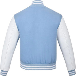Pink Genuine Lambskin Varsity Rib-Knitted Leather Jacket for Men