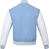 Pink Genuine Lambskin Varsity Rib-Knitted Leather Jacket for Men