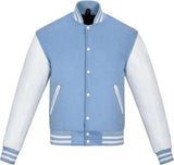 Pink Genuine Lambskin Varsity Rib-Knitted Leather Jacket for Men