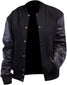 Black Rib-Knitted Cuffs-Hems Wool Varsity Jacket for Men
