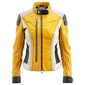 Moto-Style Yellow-White Premium Sheepskin Leather Jacket for Women