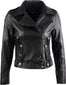 Black Slim-Fit Motorcycle Genuine Sheepskin Leather Jacket for Women