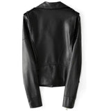 Classic Belted Black Biker Genuine Sheepskin Leather Jacket for women