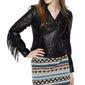 Classic Black Motorcycle Genuine Lambskin Leather Jacket for Women