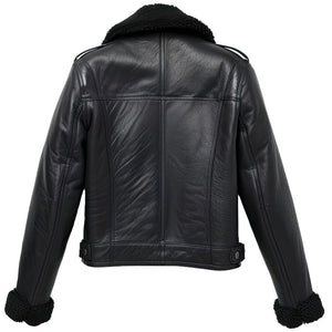 Black Aviator B3 Bomber Genuine Cowhide Leather Jacket For Women