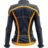 Classic Black Genuine Sheepskin Futuristic Biker Leather Jacket For Women