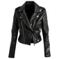 Classic Black Cropped Real Lambskin Biker Genuine Leather Jacket for Women