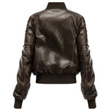 Distressed Brown Vintage Bomber Premium Leather Jacket for Women