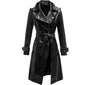 Classic Black Genuine Sheepskin Knee Length Trench Leather Coat for Women