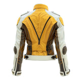 Women's Moto Asymmetrical Yellow Genuine Sheepskin Leather Jacket for Women