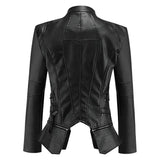 Winter Black Gothic Biker Genuine Sheepskin Leather Jacket for Women