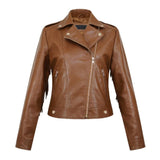 Brown Winter Fringe Motorcycle Genuine Sheepskin Leather Jacket for Women