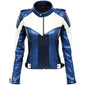 Classic Blue White Motorcycle Genuine Sheepskin leather jacket For Women