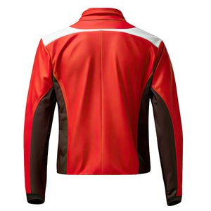 Red Motorcycle Rider Genuine Sheepskin Leather Jacket for Men
